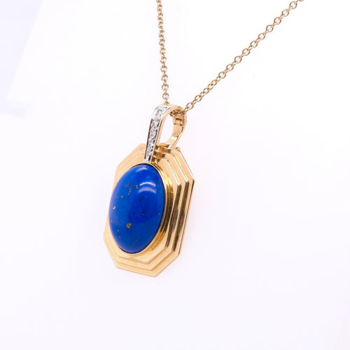 14k Lapis & Diamond Pendant