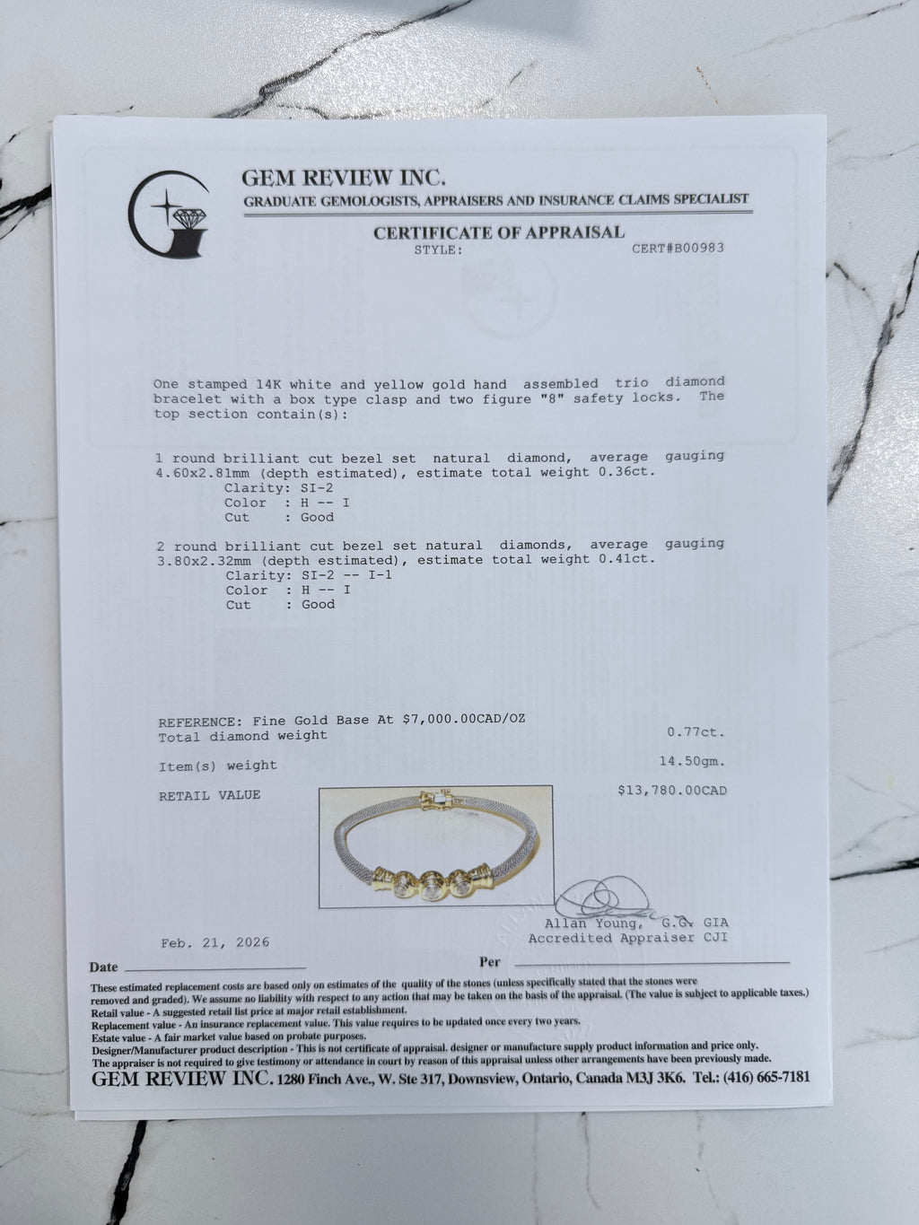 14k Trio Diamond Bracelet