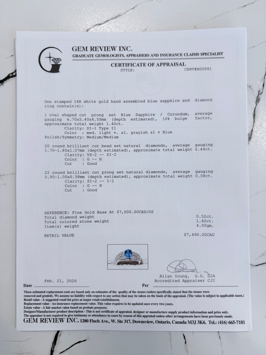 14k Sapphire & Diamond Ring