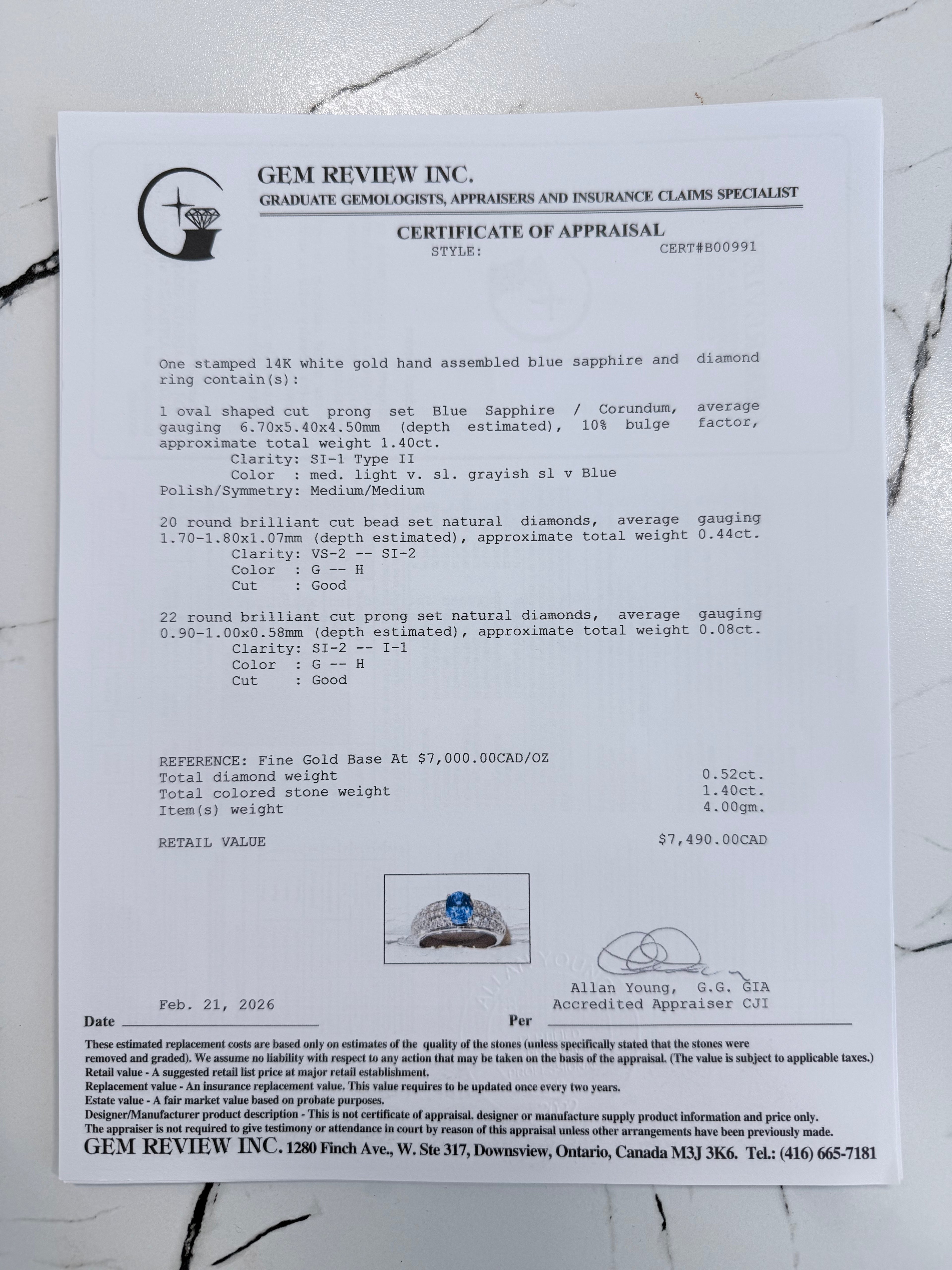 14k Sapphire & Diamond Ring