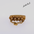 18k Flower Ring with Small Chain