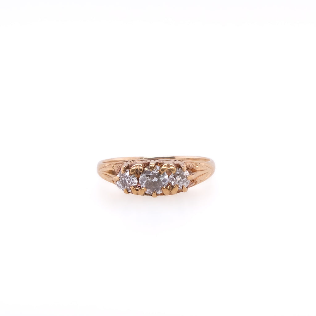 14k European Cut Diamond Ring