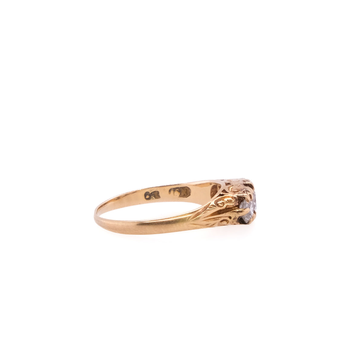 14k European Cut Diamond Ring