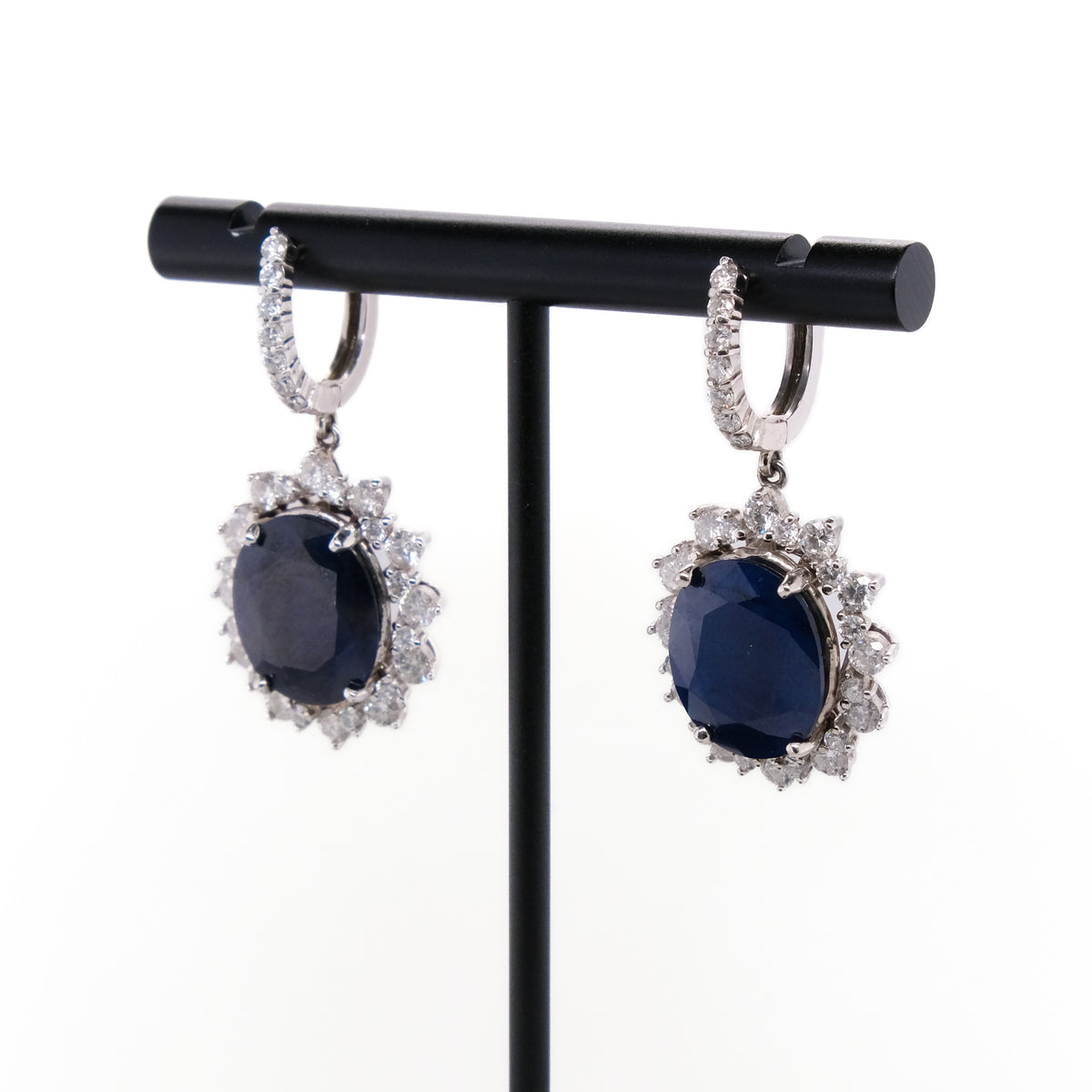 10k Blue Sapphire and Diamond Earrings
