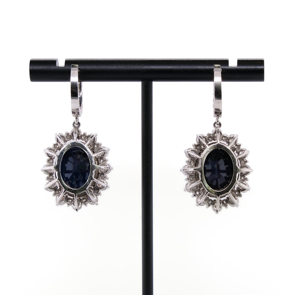 10k Blue Sapphire and Diamond Earrings