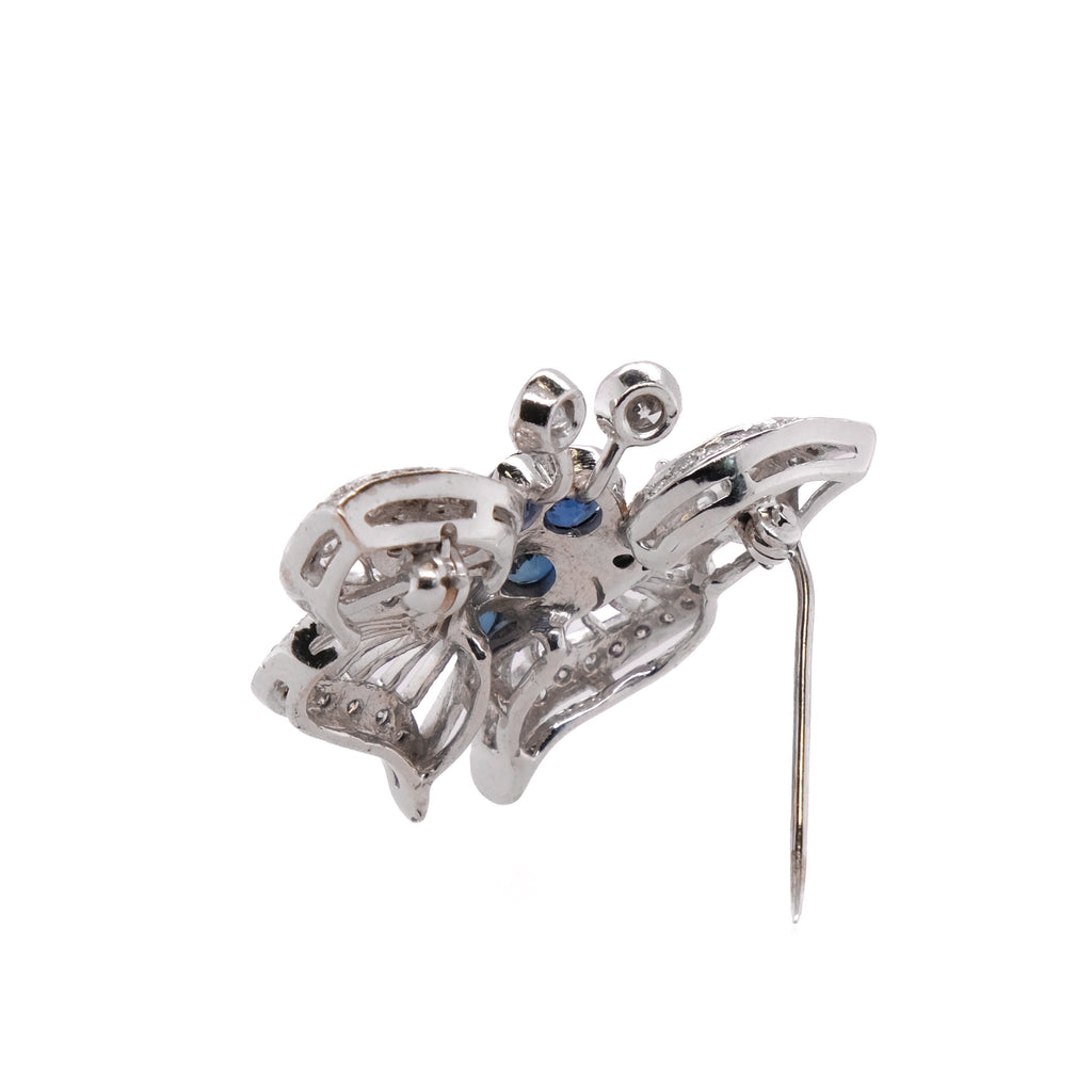 18k Sapphire & Diamond Butterfly Brooch