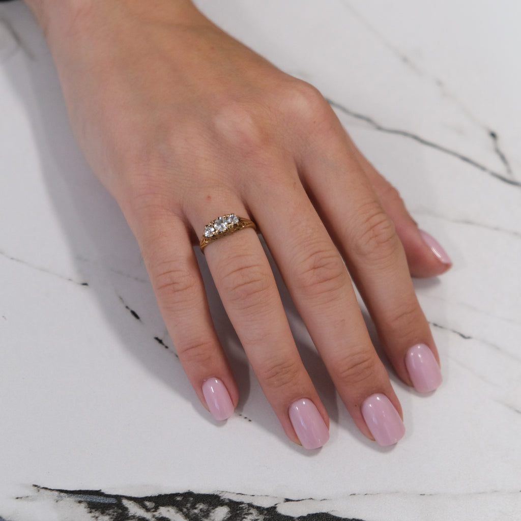 14k European Cut Diamond Ring