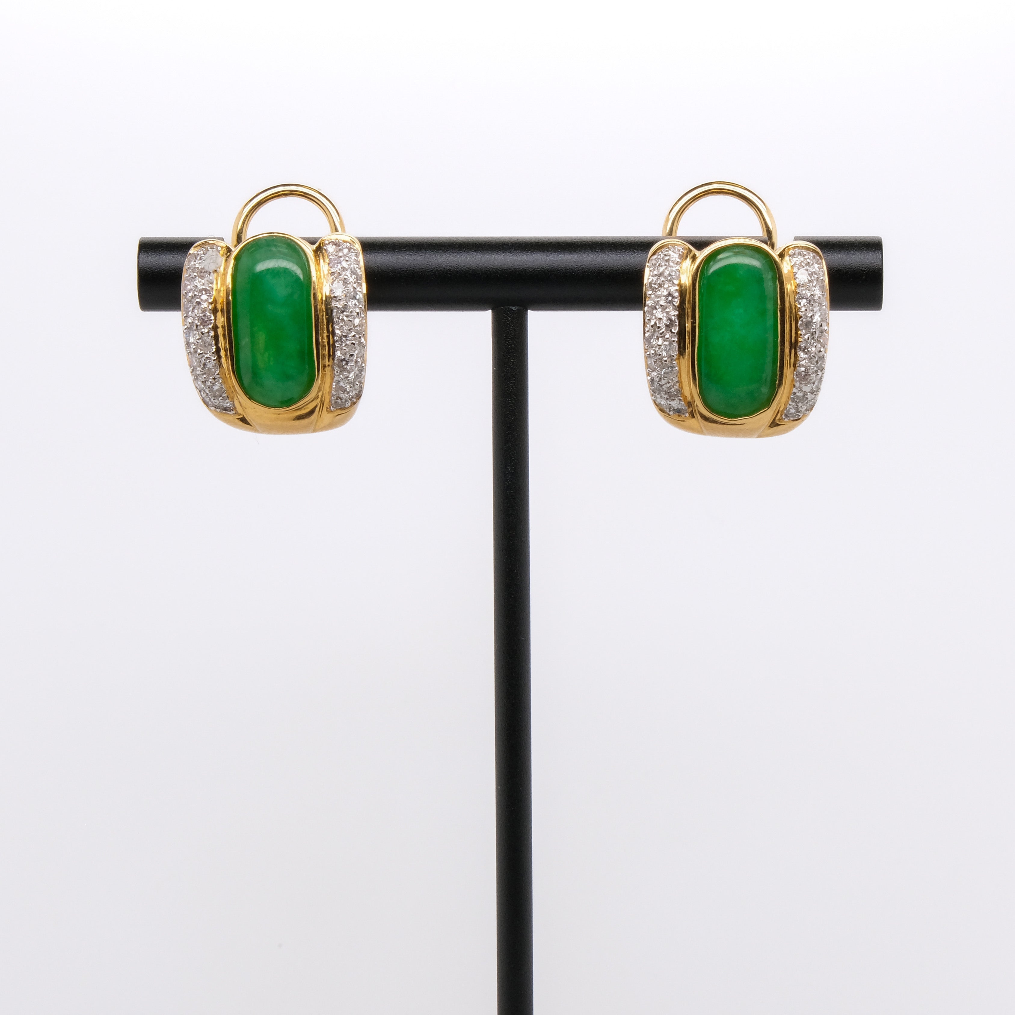 18k Jade & Diamond French Back Earrings