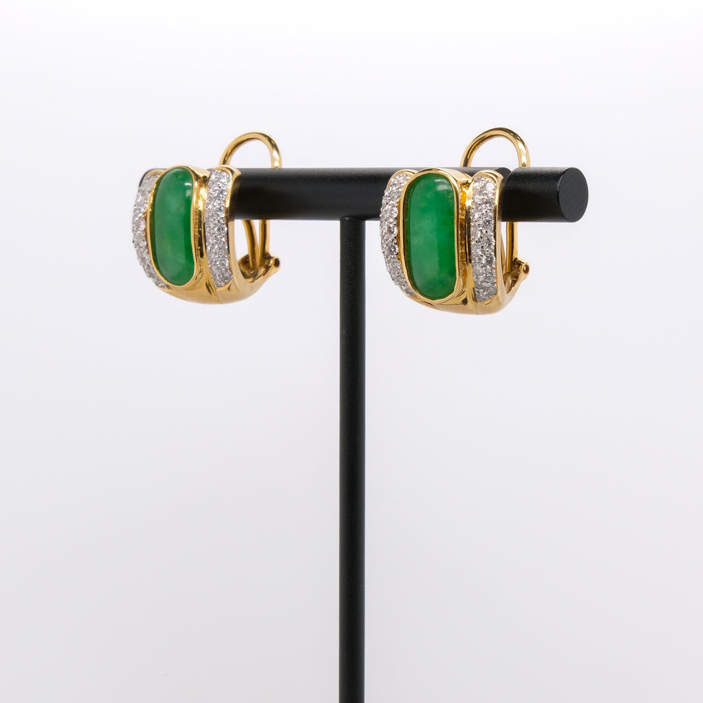 18k Jade & Diamond French Back Earrings