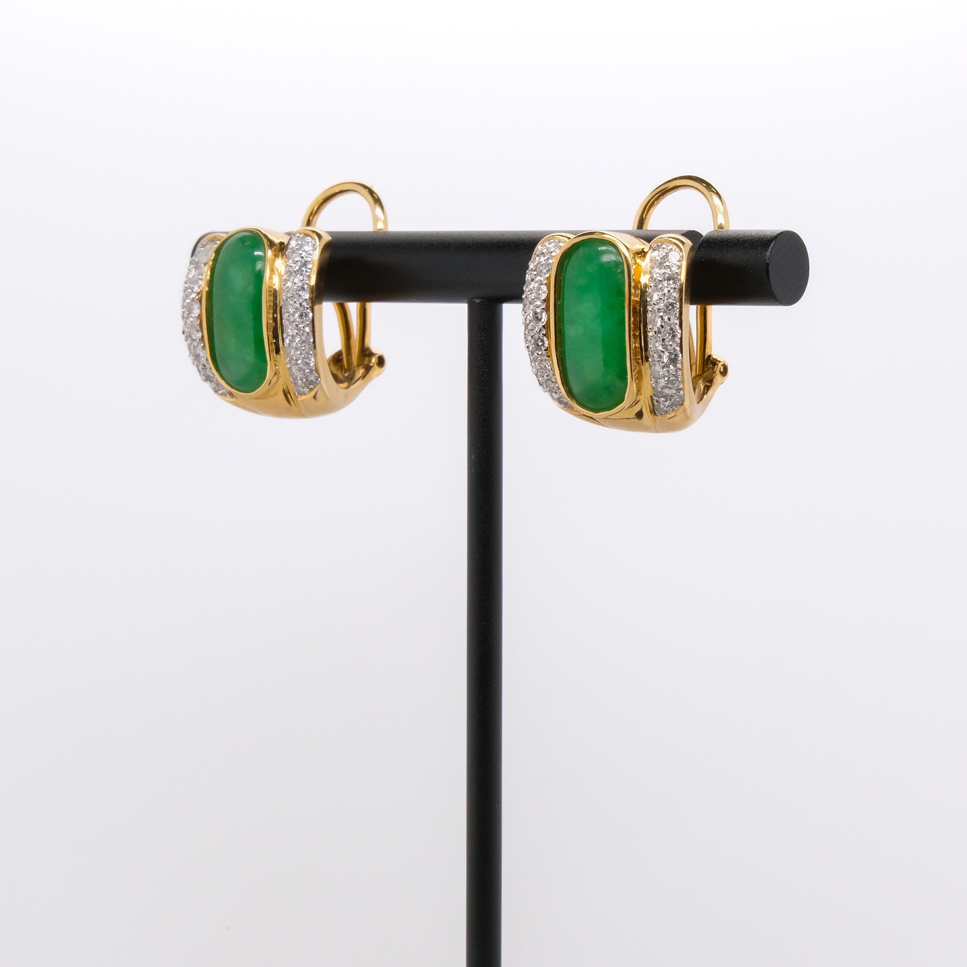 18k Jade & Diamond French Back Earrings