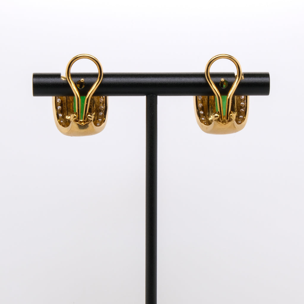 18k Jade & Diamond French Back Earrings