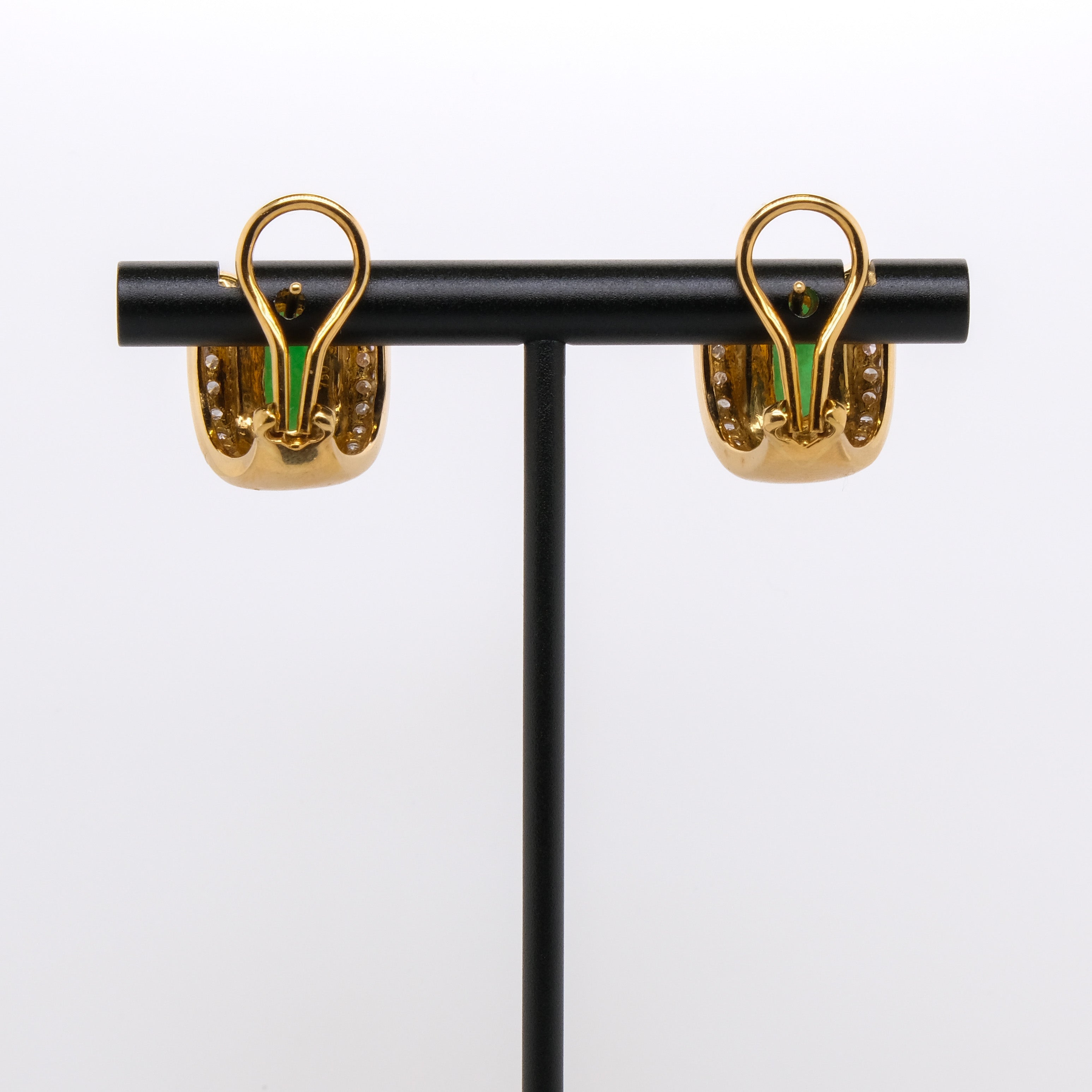 18k Jade & Diamond French Back Earrings