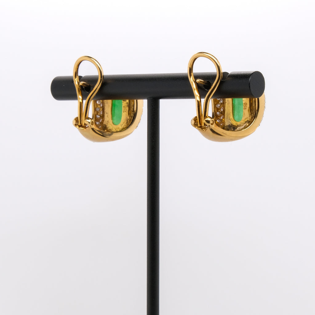 18k Jade & Diamond French Back Earrings