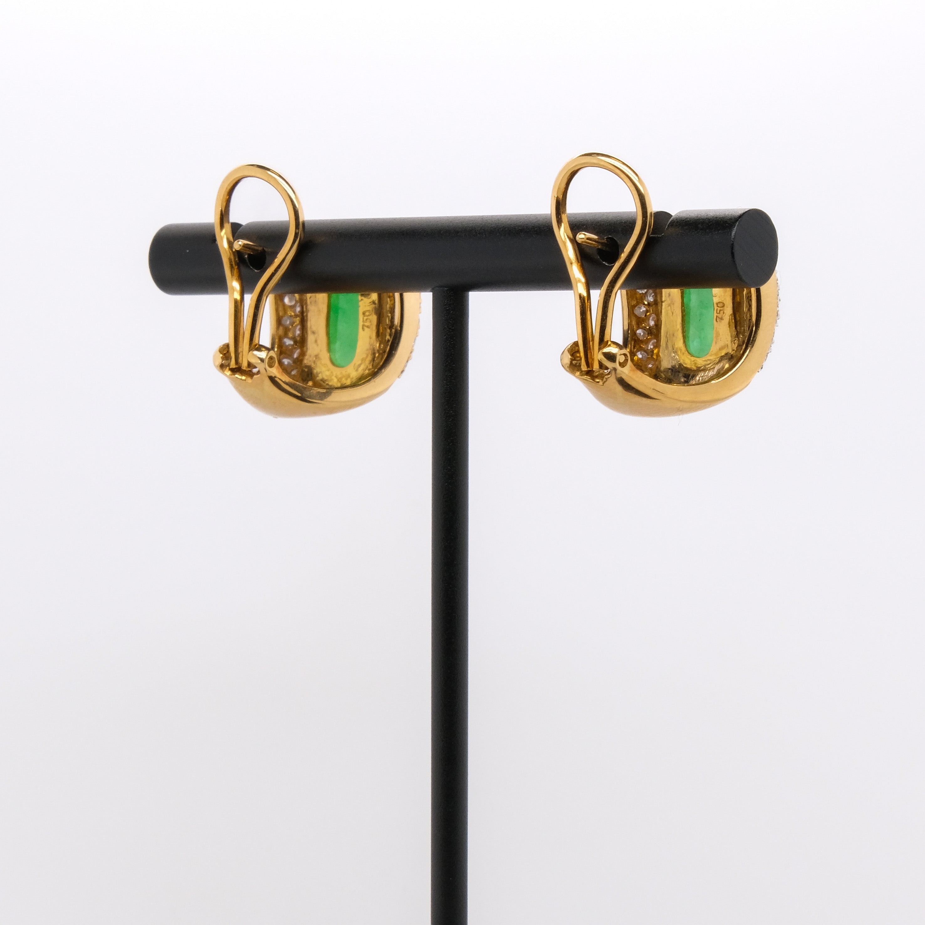 18k Jade & Diamond French Back Earrings
