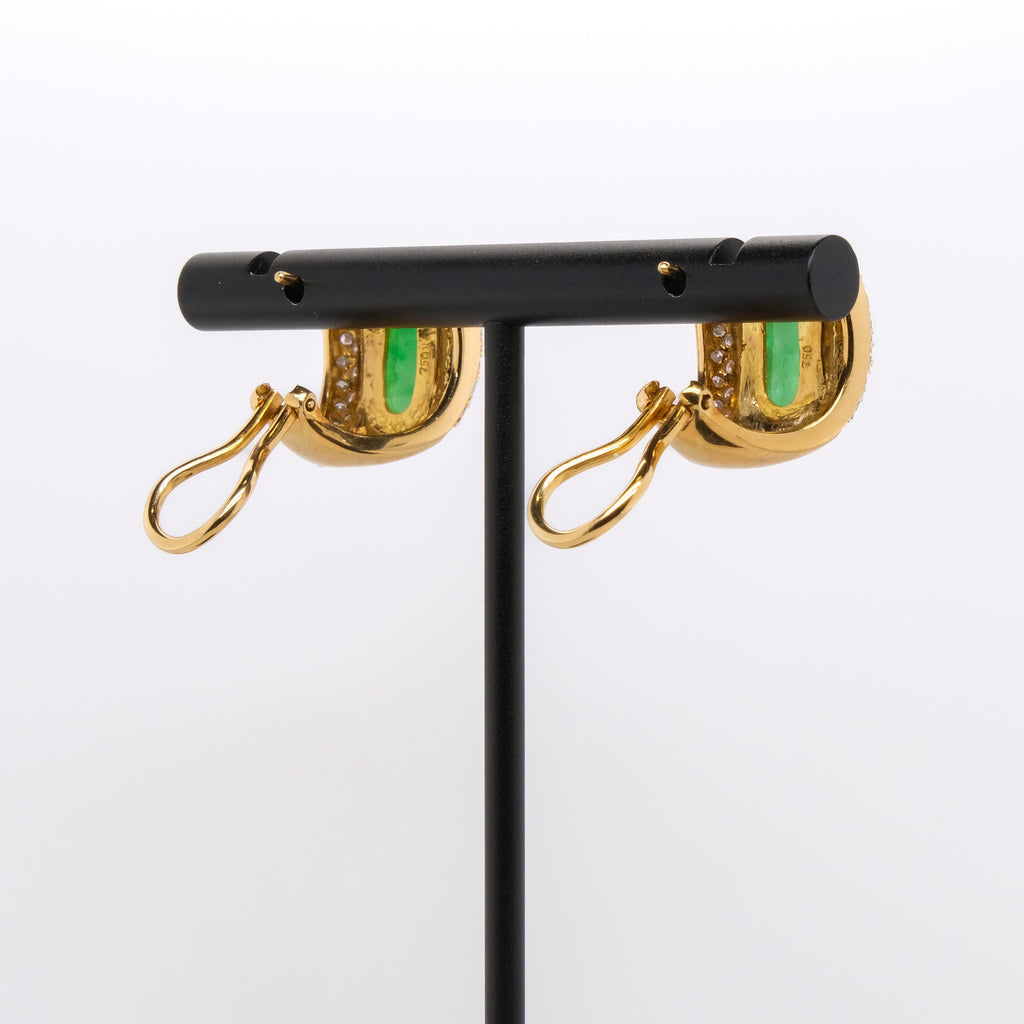 18k Jade & Diamond French Back Earrings