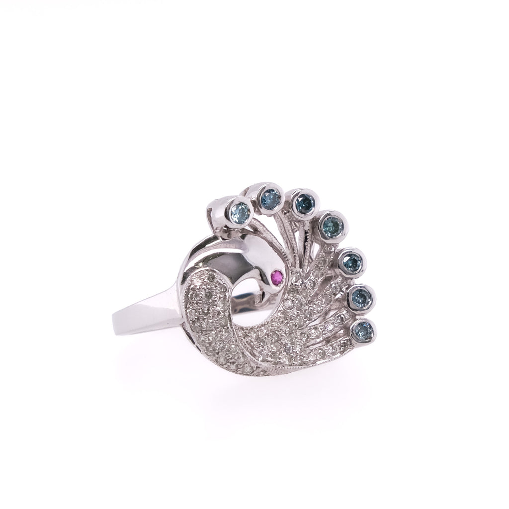 14k Peacock Diamond Cocktail Ring