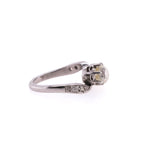 Platinum Old European Diamond & Pearl Ring