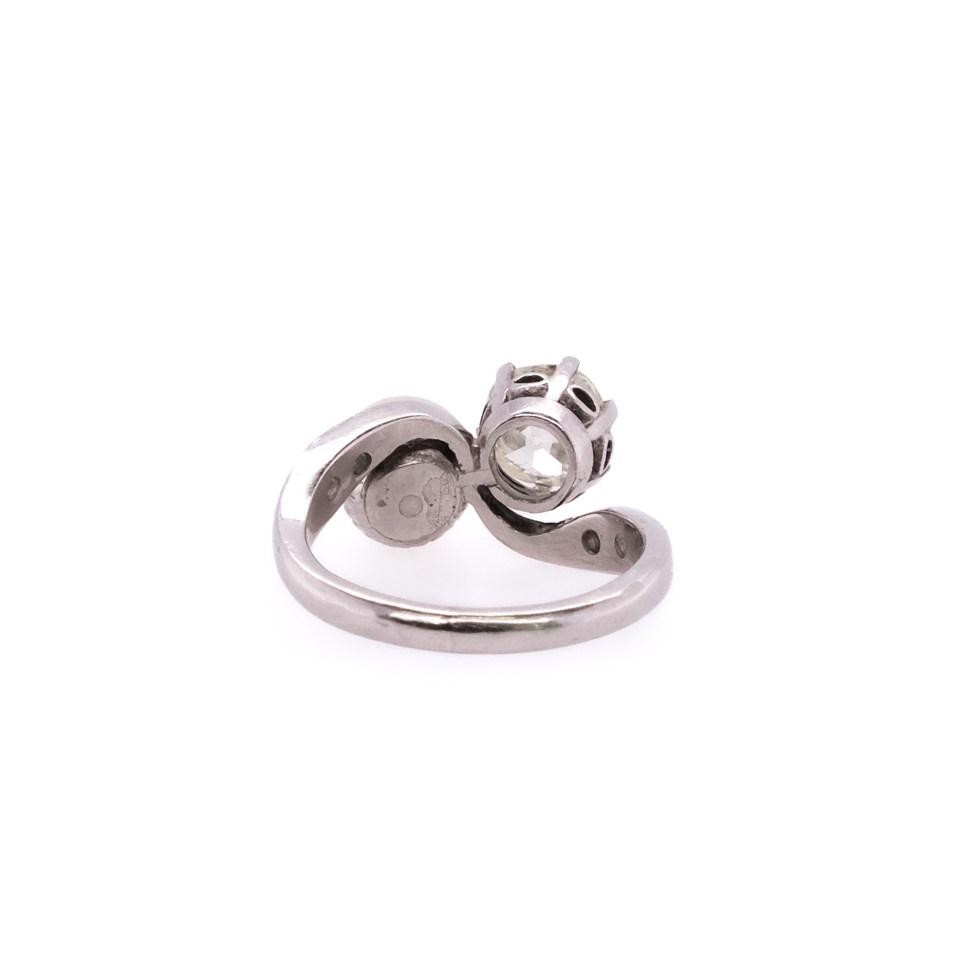 Platinum Old European Diamond & Pearl Ring