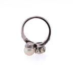 Platinum Old European Diamond & Pearl Ring