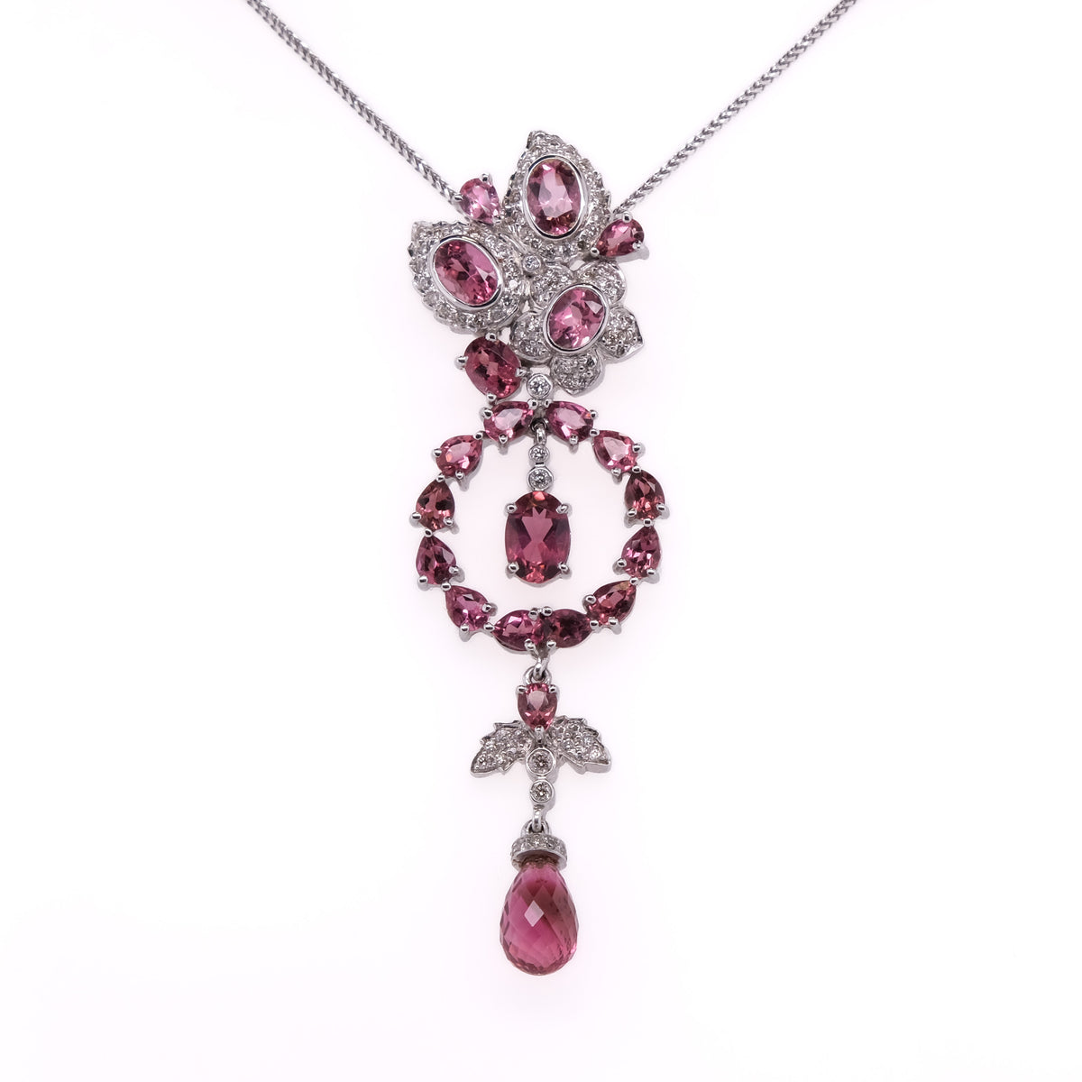 14k Pink Tourmaline & Diamond Pendant