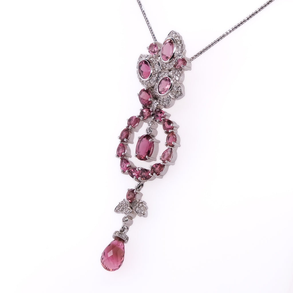 14k Pink Tourmaline & Diamond Pendant