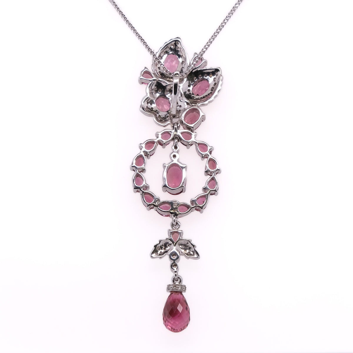 14k Pink Tourmaline & Diamond Pendant
