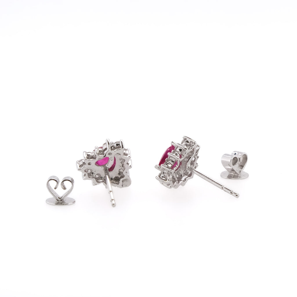 18k Ruby & Diamond Heart Earrings