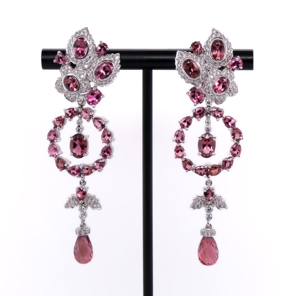 14k Pink Tourmaline & Diamond Earrings