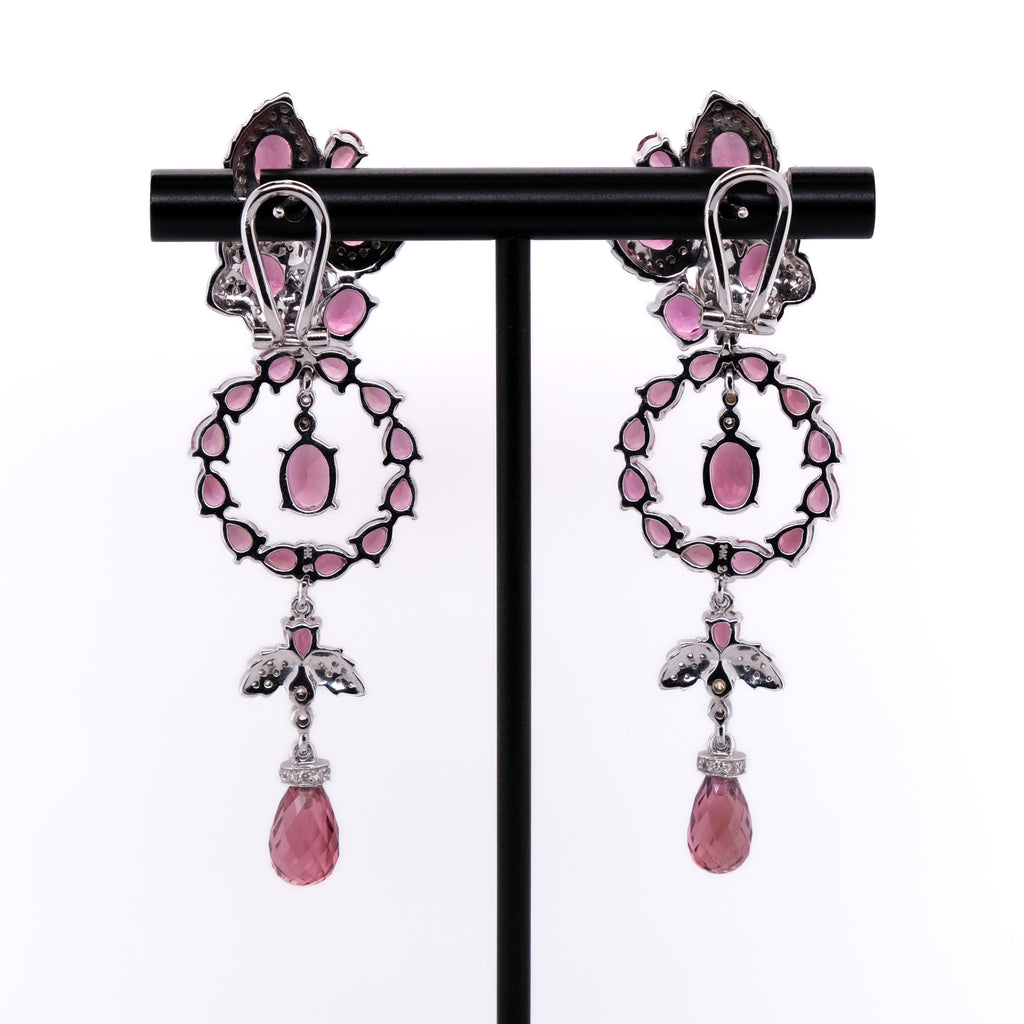14k Pink Tourmaline & Diamond Earrings