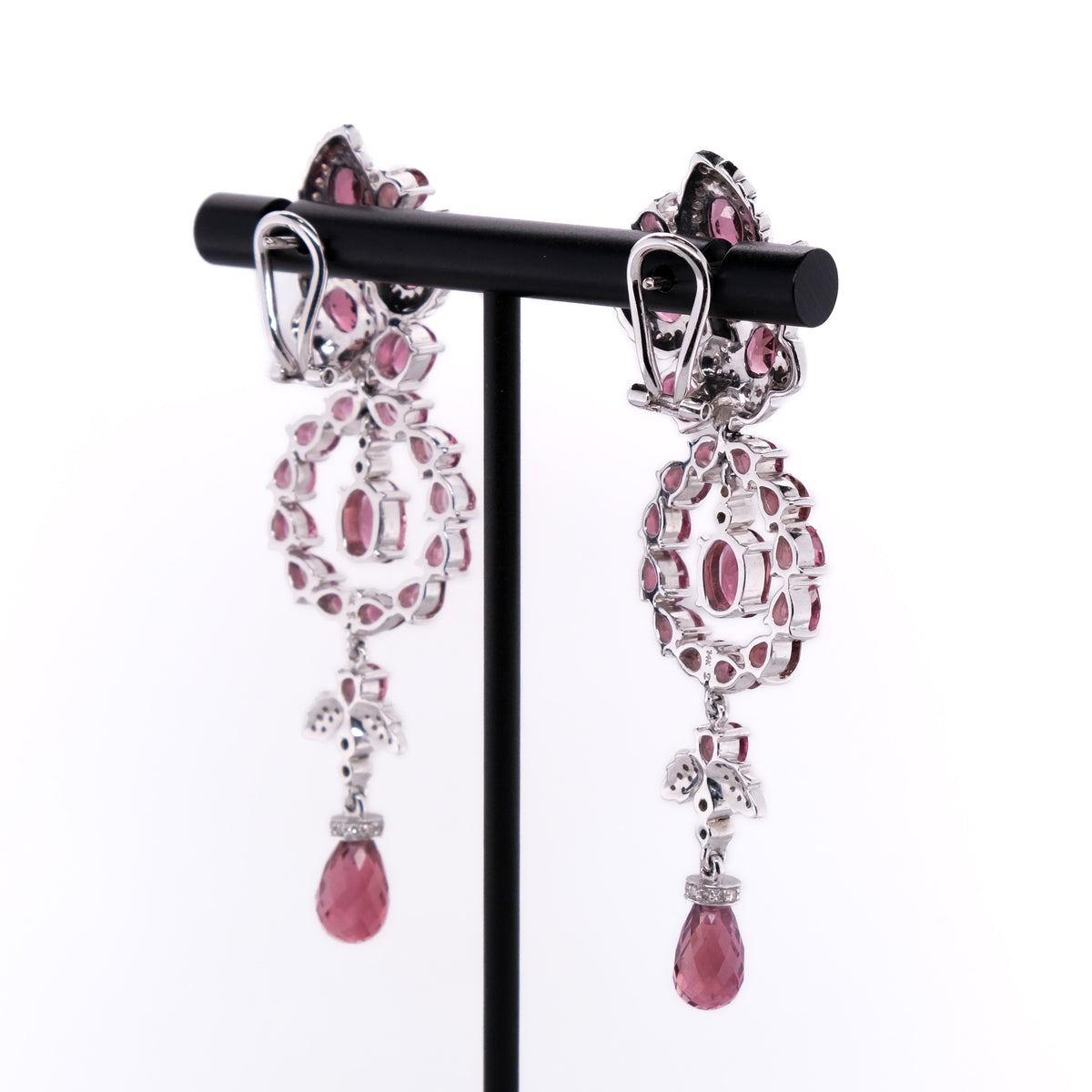 14k Pink Tourmaline & Diamond Earrings