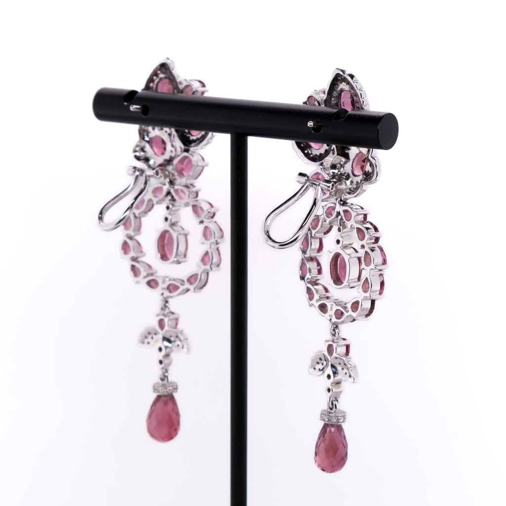 14k Pink Tourmaline & Diamond Earrings