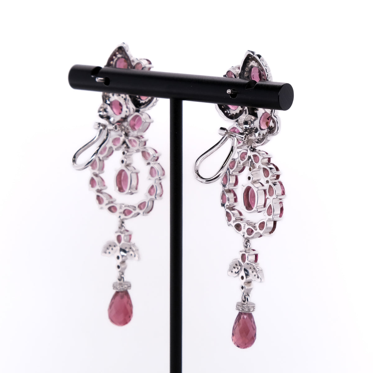 14k Pink Tourmaline & Diamond Earrings