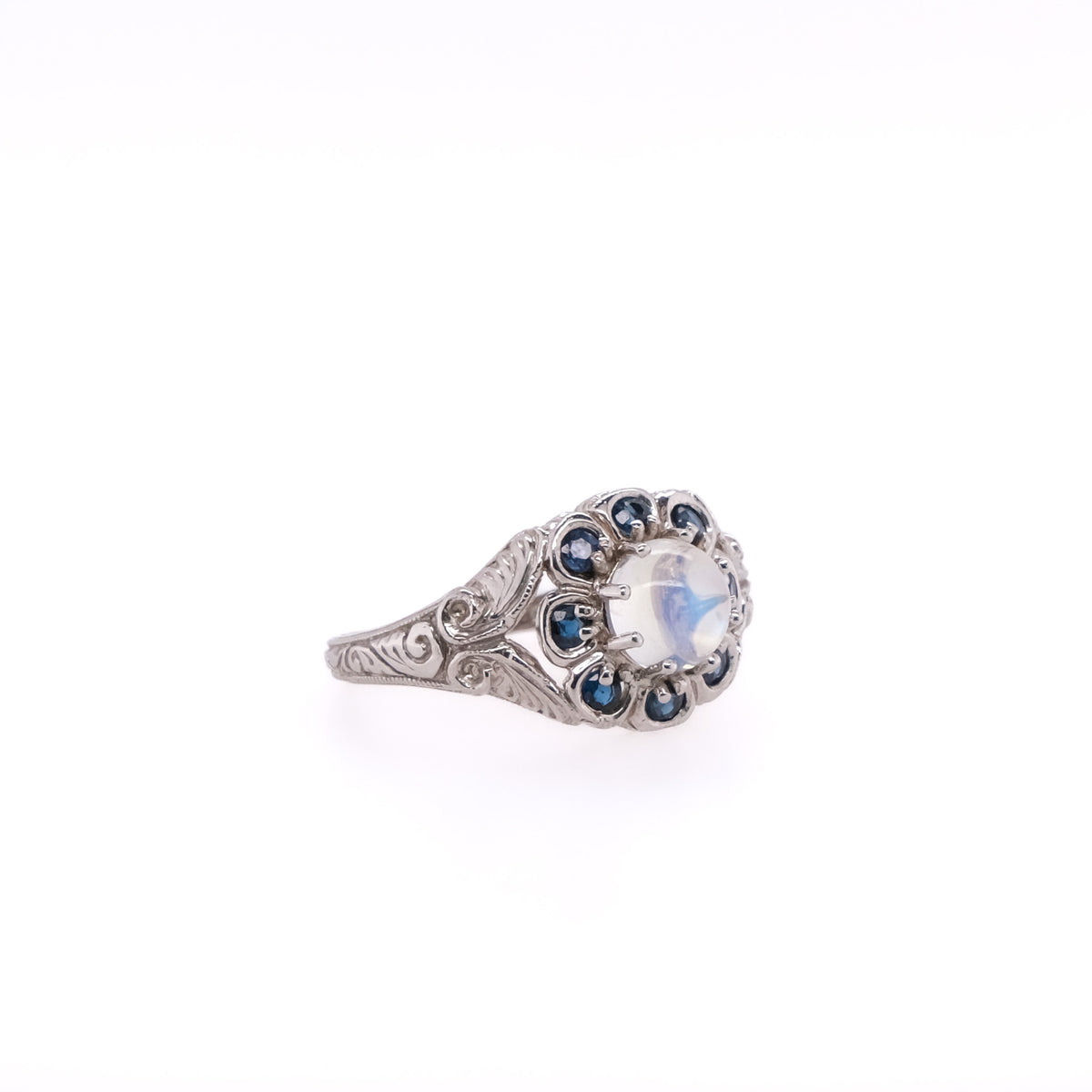 14k Moonstone & Sapphire Ring