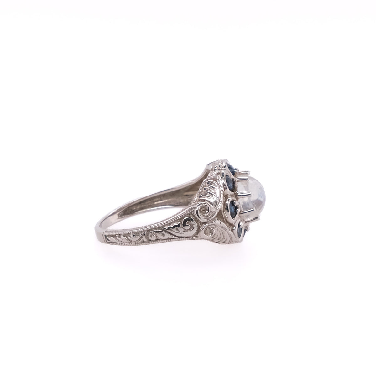 14k Moonstone & Sapphire Ring