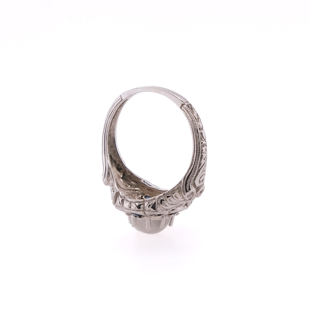 14k Moonstone & Sapphire Ring