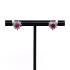 18k Ruby & Diamond Heart Earrings