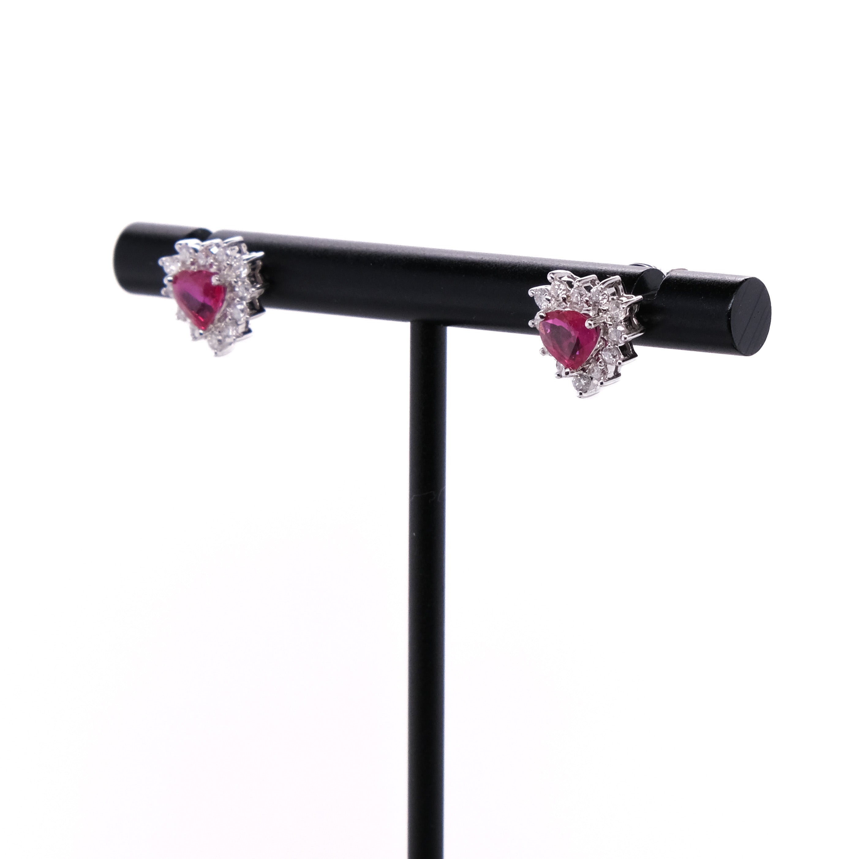 18k Ruby & Diamond Heart Earrings
