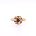 14k Pearl Seed Flower Ruby Ring