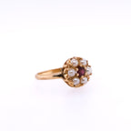 14k Pearl Seed Flower Ruby Ring