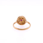 14k Pearl Seed Flower Ruby Ring