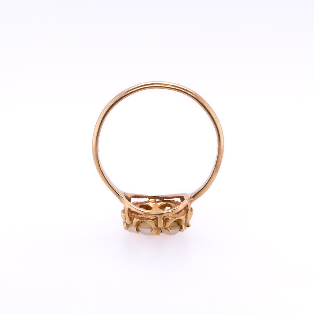 14k Pearl Seed Flower Ruby Ring