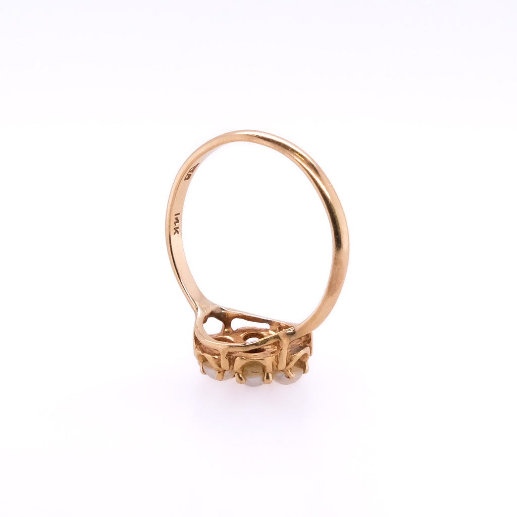 14k Pearl Seed Flower Ruby Ring
