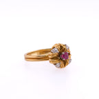 18k Ruby & Diamond Flower Ring