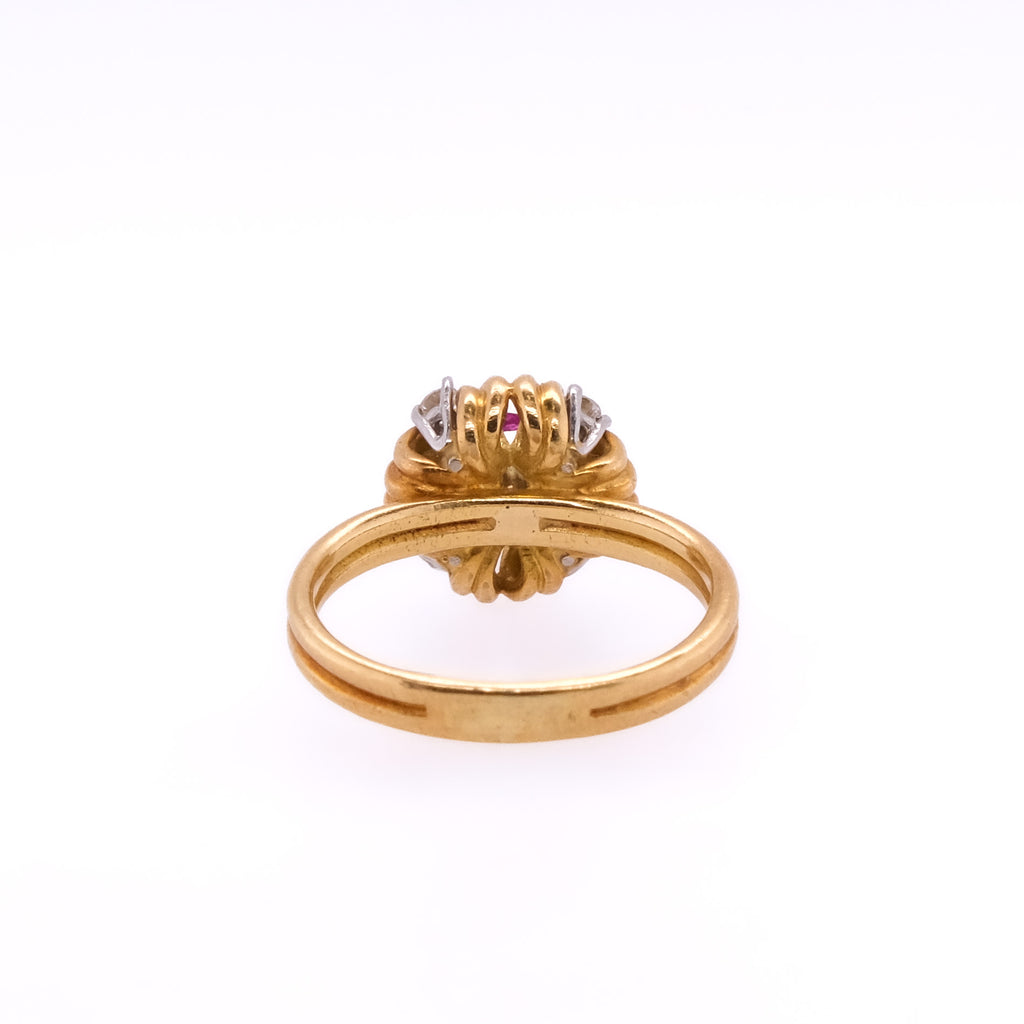 18k Ruby & Diamond Flower Ring