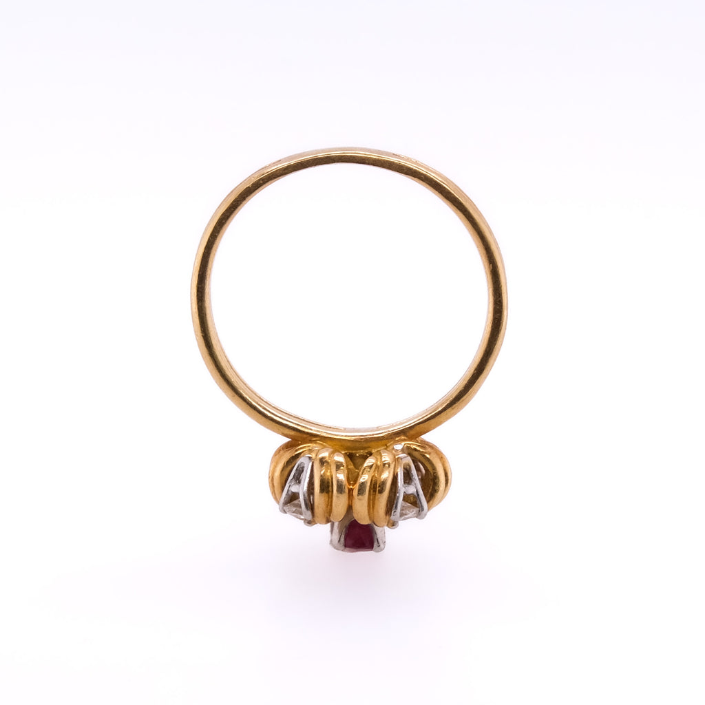 18k Ruby & Diamond Flower Ring