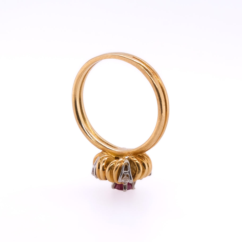 18k Ruby & Diamond Flower Ring