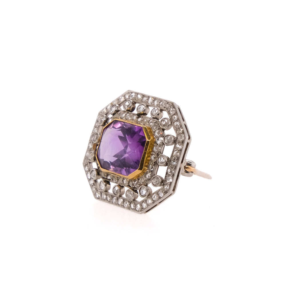 14k Amethyst & Diamond Pendant