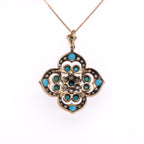 9k Turquoise & Pearl Seed Pendant