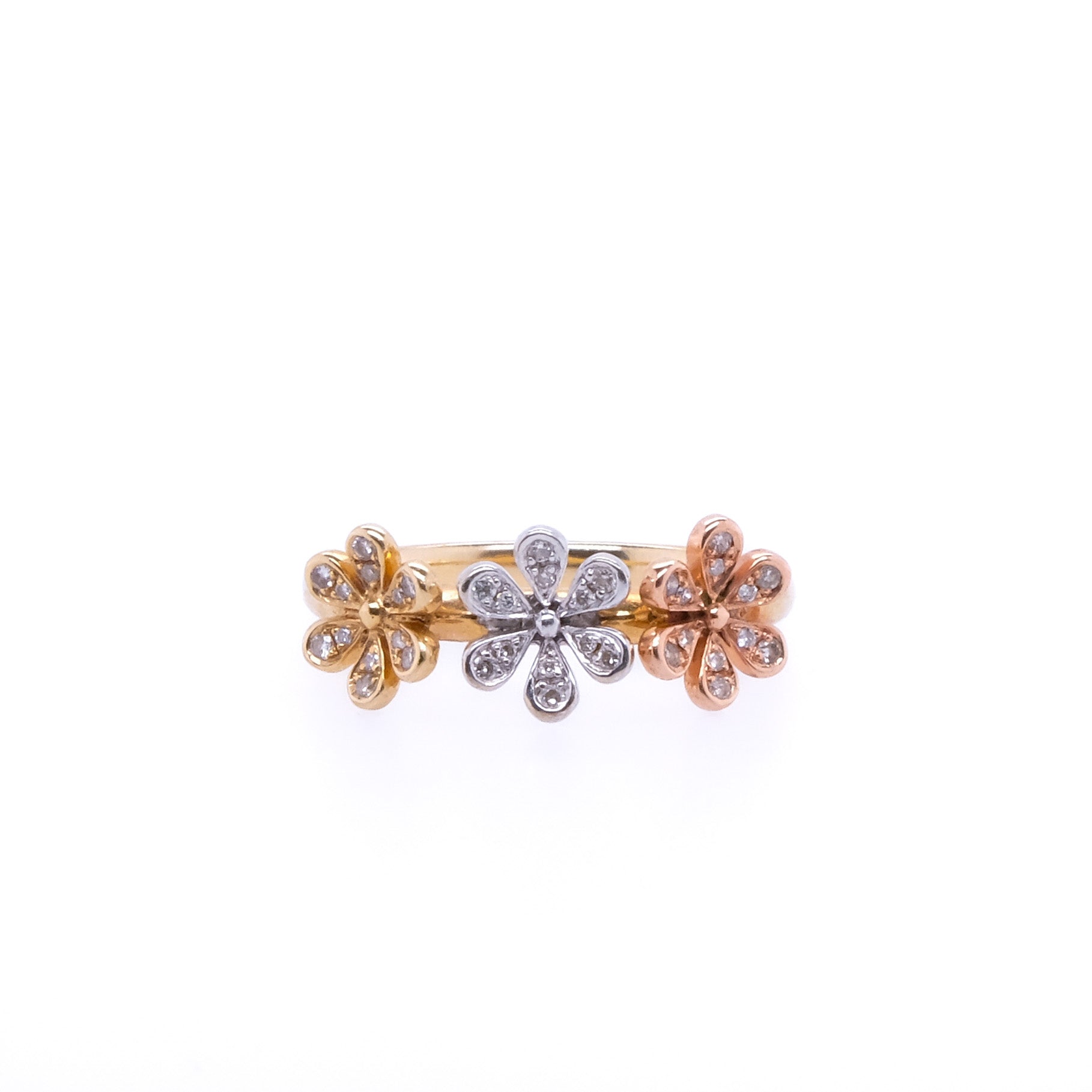 14k Diamond Flower Ring