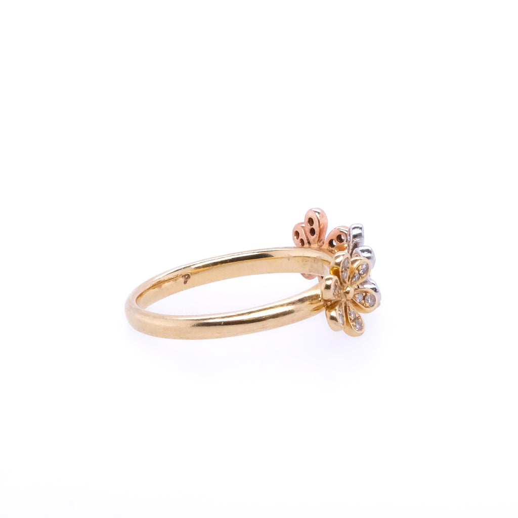 14k Diamond Flower Ring